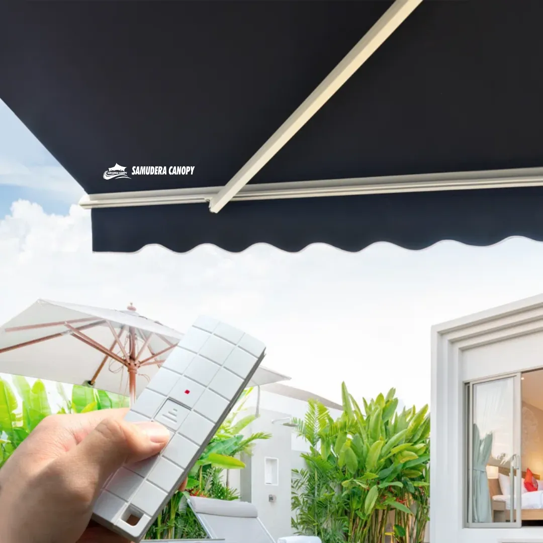 Motorized Awning Gulung Otomatis dengan Remote Control